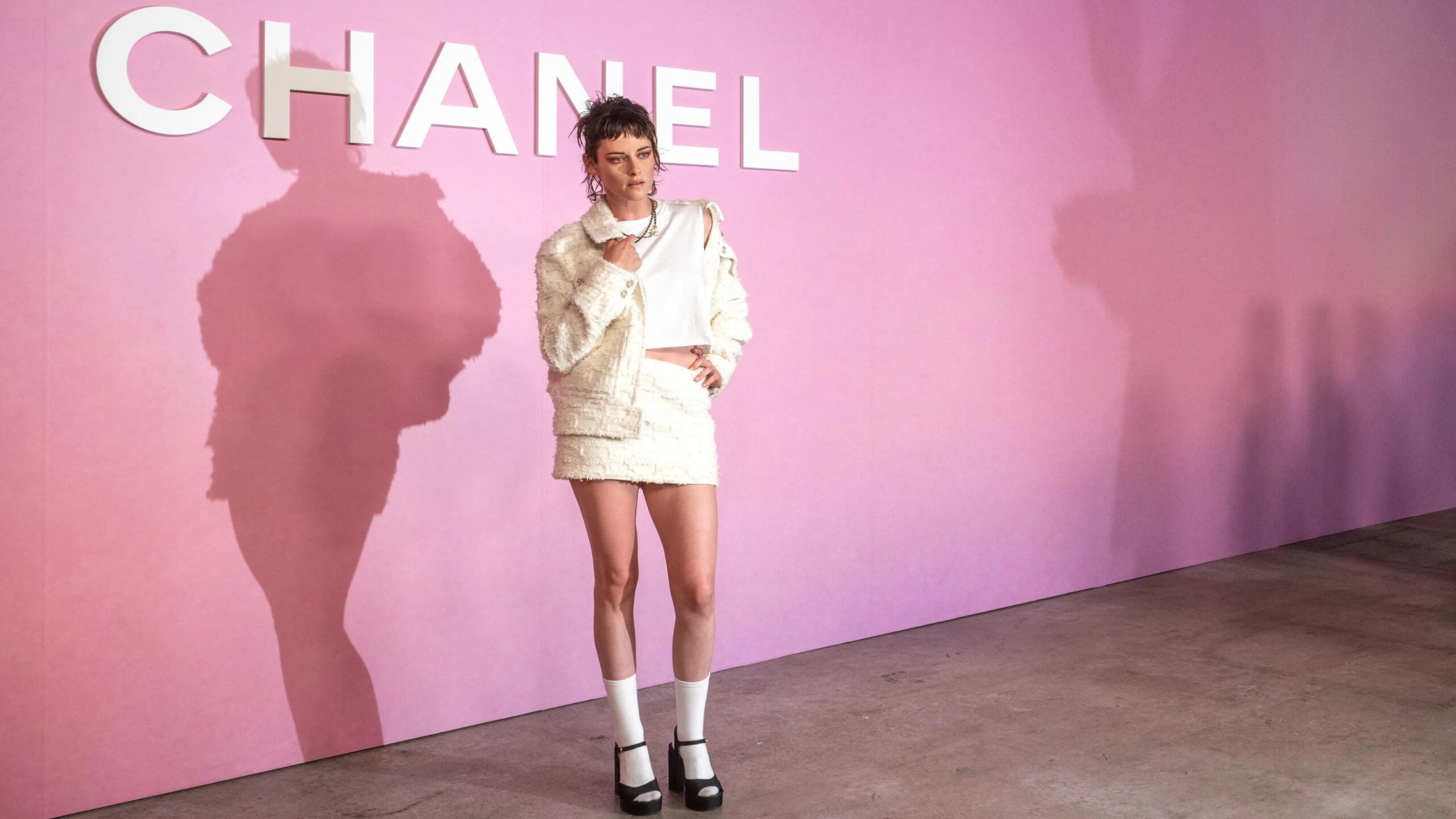 Kristen Stewart taking Chanel's skirt-suit to the next level